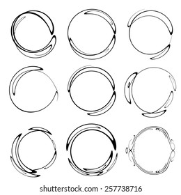 Scribble  Swirls in Circle Form . Vector Illustration .