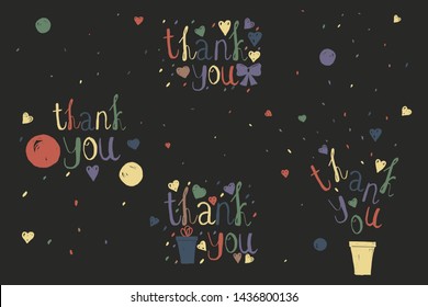 Scribble Thank you lettering set, universal elements kit for design
