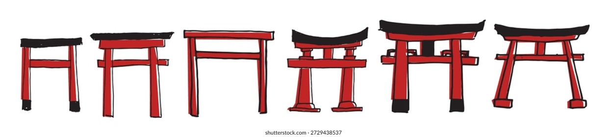 ilustração de vetor de conjunto de vetor torii scribble