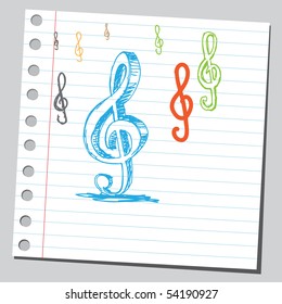 Scribble treble clefs