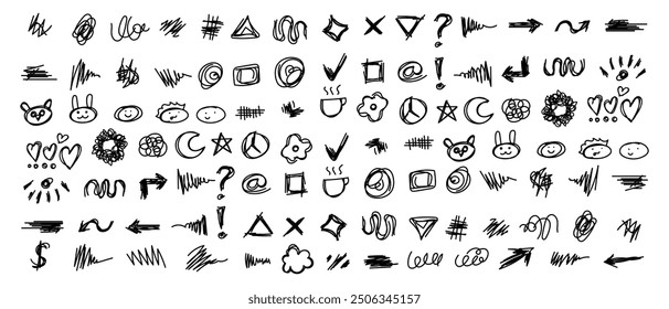 scribble vector set design black and white