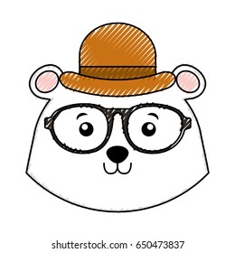 scribble vintage bear face cartoon