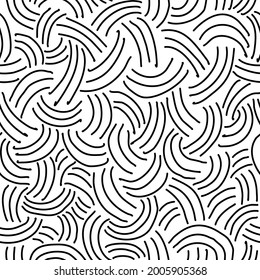 Scribble to weave a pattern, Abstract of repeating black strokes in a pattern on a white background. ceramic tile pattern vector, fabric pattern