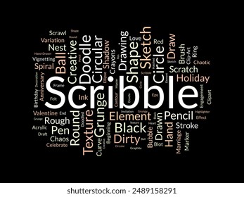 Scribble wordcloud template. Art concept vector background.