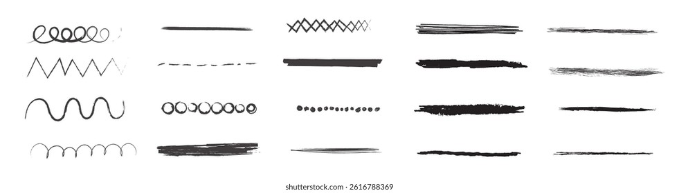 Scribbled Abstract Doodle line Element set, Abstract Hand Drawn Design Elements, vector illustration
