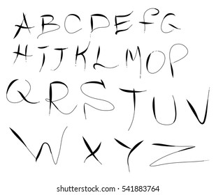 Scribbled alphabet on a white background. Vector art.