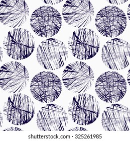 Scribbled blue circles.Seamless stylish geometric background. Modern abstract pattern. Flat textured design.