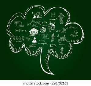 Scribbled business elements vector illustration.