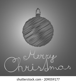 Scribbled christmas ball card on the background for the christmas and happy new year 2015. Vector illustration.