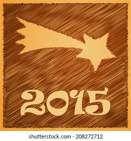 Scribbled christmas falling star card on the background for the christmas and happy new year 2015. Vector illustration.