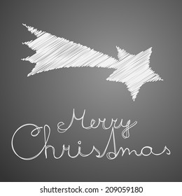 Scribbled christmas falling star card on the background for the christmas and happy new year 2015. Vector illustration.