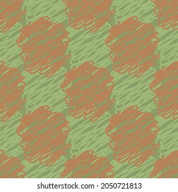 Scribbled circle color vector seamless vector pattern background. Mix of blended looped wool yarn shapes backdrop in sage green and ochre. Abstract weave repeat print wellness, packaging
