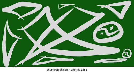 scribbled colored lines on a green background. Minimalist trendy abstract pattern. Modern vector template for design.