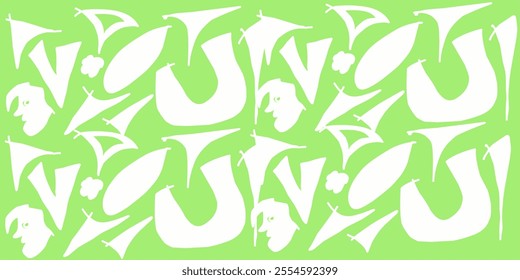 scribbled colored lines on a green background. Minimalist trendy abstract pattern. Modern vector template for design.