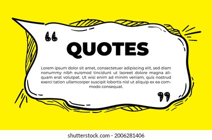 Scribbled comic speech bubbles with hand drawn style, Copy space for quote. Typography design quote chat bubble background. Remark quote text box poster template concept with yellow colour