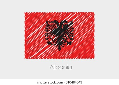 A Scribbled Flag Illustration of the country of Albania