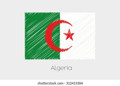 A Scribbled Flag Illustration of the country of Algeria