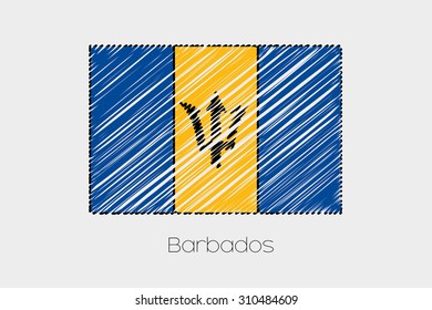 A Scribbled Flag Illustration of the country of Barbados