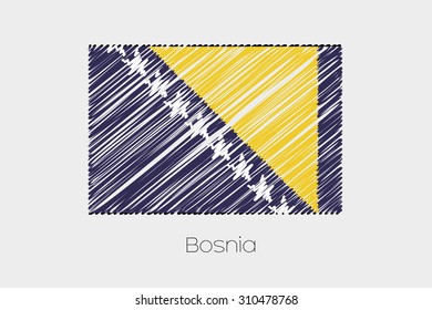 A Scribbled Flag Illustration of the country of Bosnia