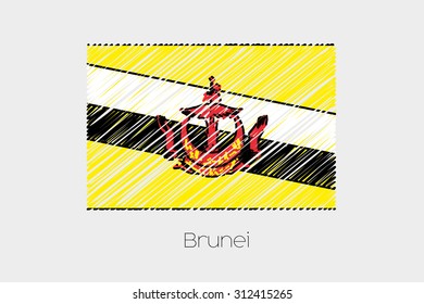 A Scribbled Flag Illustration of the country of Brunei