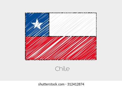A Scribbled Flag Illustration of the country of Chile