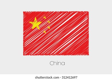 A Scribbled Flag Illustration of the country of China
