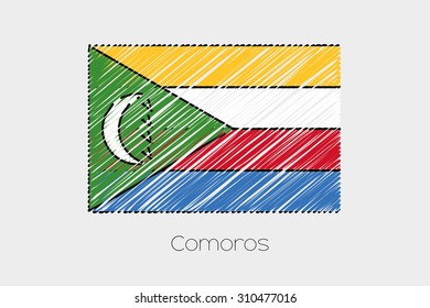 A Scribbled Flag Illustration of the country of Comoros