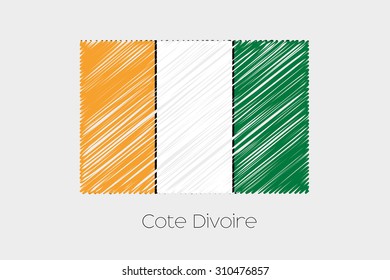 A Scribbled Flag Illustration of the country of Cote DIvoire