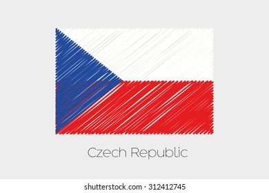 A Scribbled Flag Illustration of the country of Czech Republic