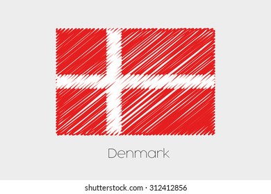 A Scribbled Flag Illustration of the country of Denmark