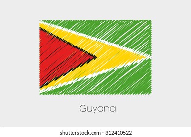 A Scribbled Flag Illustration of the country of Guyana