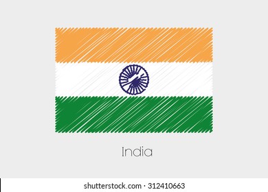 A Scribbled Flag Illustration of the country of India