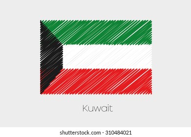 A Scribbled Flag Illustration of the country of Kuwait