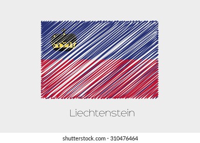 A Scribbled Flag Illustration of the country of Liechtenstein