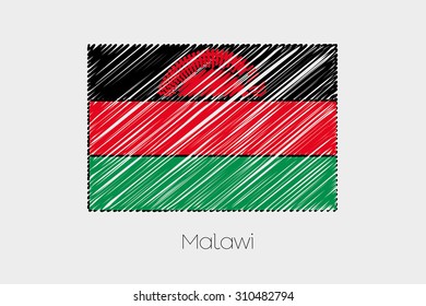 A Scribbled Flag Illustration of the country of Malawi