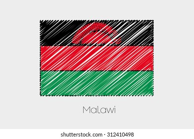 A Scribbled Flag Illustration of the country of Malawi