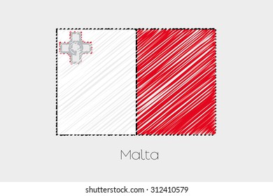 A Scribbled Flag Illustration of the country of Malta