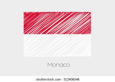 A Scribbled Flag Illustration of the country of Monaco