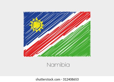 A Scribbled Flag Illustration of the country of Namibia