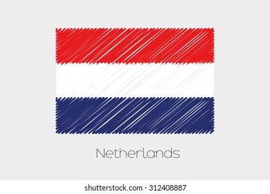 A Scribbled Flag Illustration of the country of Netherlands