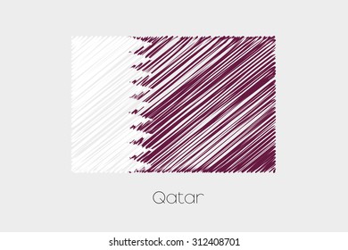 A Scribbled Flag Illustration of the country of Qatar