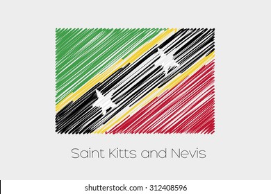 A Scribbled Flag Illustration of the country of Saint Kitts and Nevis