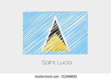 A Scribbled Flag Illustration of the country of Saint Lucia
