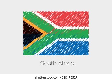 A Scribbled Flag Illustration of the country of South Africa