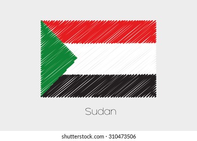 A Scribbled Flag Illustration of the country of Sudan