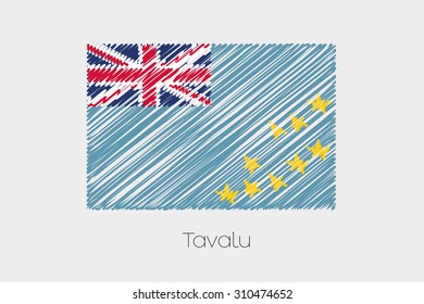 A Scribbled Flag Illustration of the country of Tavalu