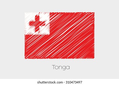 A Scribbled Flag Illustration of the country of Tonga
