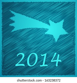 scribbled happy new year blue bethlehem star on the dark blue background