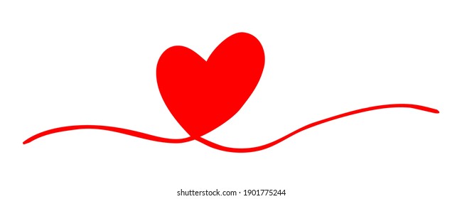Scribbled heart hand drawn with thin line, divider shape. Isolated on white background. Vector illustration