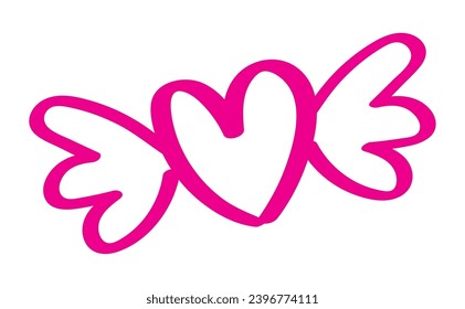scribbled heart with wings illustration